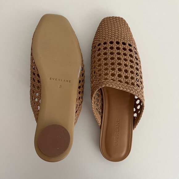 NEW Everlane The Leather Day Mule slip-on / light taupe woven / size 8 - Picture 2 of 7
